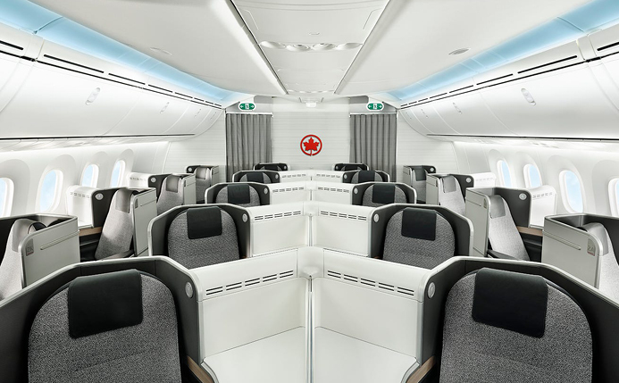 Air Canada's reverse herringbone layout in Signature Class