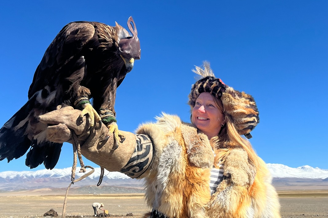 Travel Associates advisor Gill Woodley at the Mongolian Eagle Festival.